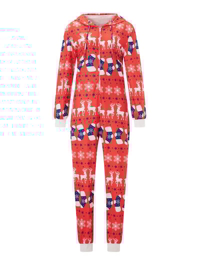 Moterys Vyrai Poros Kalėdų pižamos Kombinezonas Moliūgas Elnias Kalėdų Senelis Spausdinti Ilgi Šliaužtinukai Miegui su gobtuvu Helovino naktiniai drabužiai
