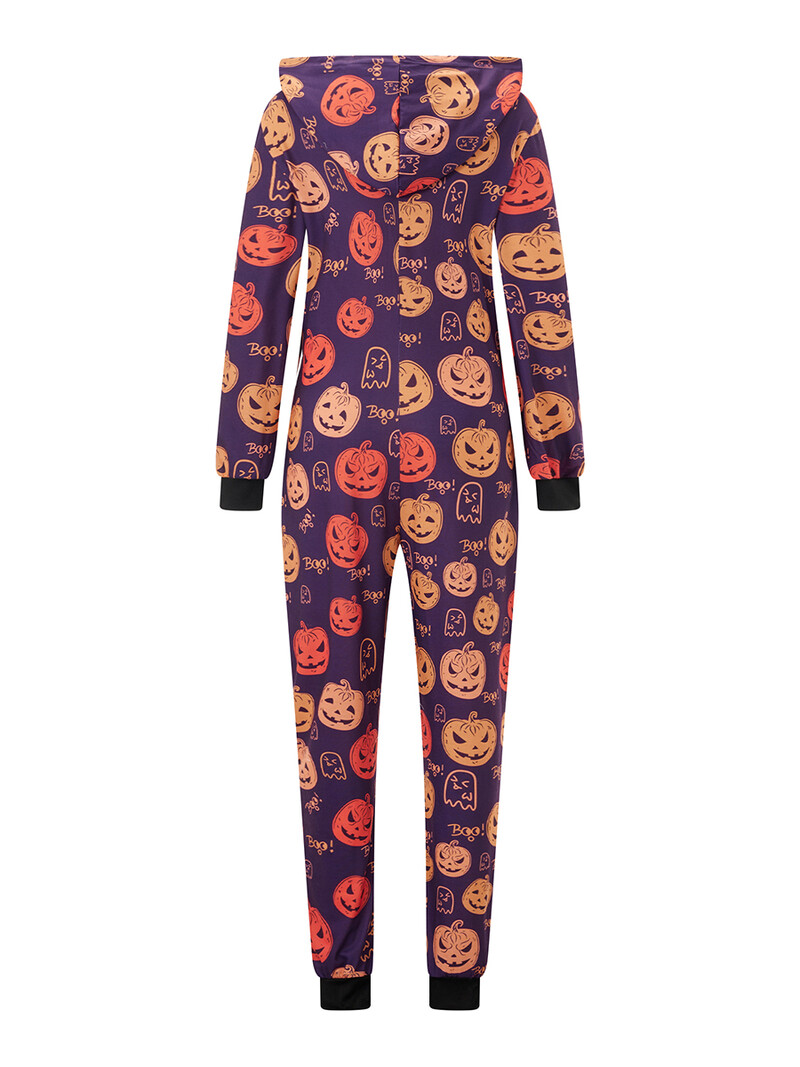 Moterys Vyrai Poros Kalėdų pižamos Kombinezonas Moliūgas Elnias Kalėdų Senelis Spausdinti Ilgi Šliaužtinukai Miegui su gobtuvu Helovino naktiniai drabužiai