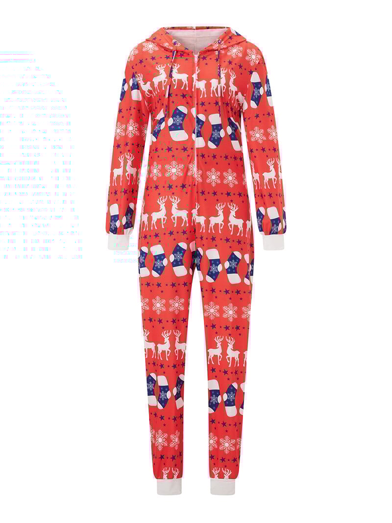 Moterys Vyrai Poros Kalėdų pižamos Kombinezonas Moliūgas Elnias Kalėdų Senelis Spausdinti Ilgi Šliaužtinukai Miegui su gobtuvu Helovino naktiniai drabužiai