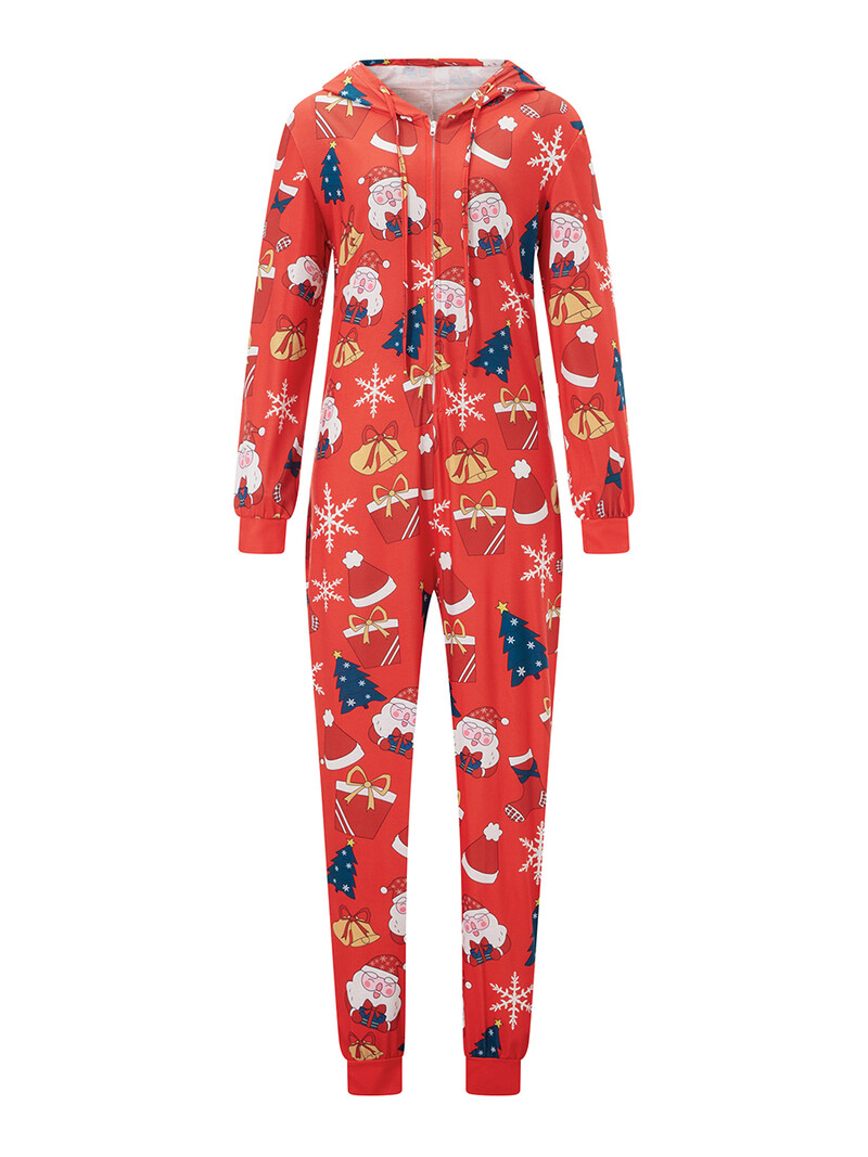 Moterys Vyrai Poros Kalėdų pižamos Kombinezonas Moliūgas Elnias Kalėdų Senelis Spausdinti Ilgi Šliaužtinukai Miegui su gobtuvu Helovino naktiniai drabužiai