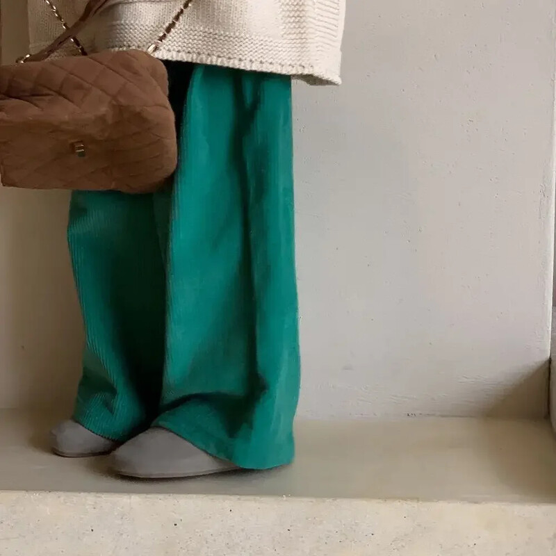 Liquiditate 90cm 150cm 7148 Pantaloni pentru copii Toamnă Culoare pură Reducere fierbinte Pantaloni pentru fete cu picioare largi Pantaloni drepti largi casual din velur