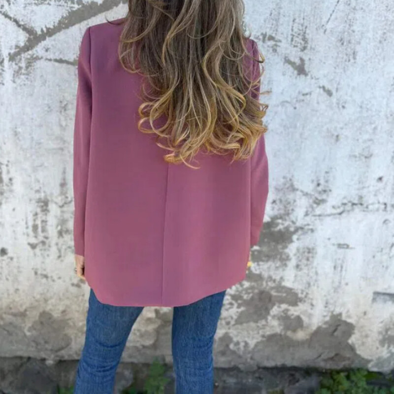 Primăvară Toamnă Buzunare de culoare uni cu nasturi Îmbrăcăminte pentru femei Cardigan cu mânecă lungă Cămașă Paltoane Casual Blazere Formale Topuri pentru navetiști