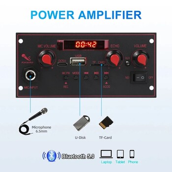 Ενισχυτής 20W Bluetooth 5.0 DIY MP3 WAV Πλακέτα αποκωδικοποιητή DC 5V Ασύρματο αυτοκίνητο USB MP3 Player TF υποδοχή κάρτας USB FM με μικρόφωνο