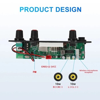 Ενισχυτής 20W Bluetooth 5.0 DIY MP3 WAV Πλακέτα αποκωδικοποιητή DC 5V Ασύρματο αυτοκίνητο USB MP3 Player TF υποδοχή κάρτας USB FM με μικρόφωνο