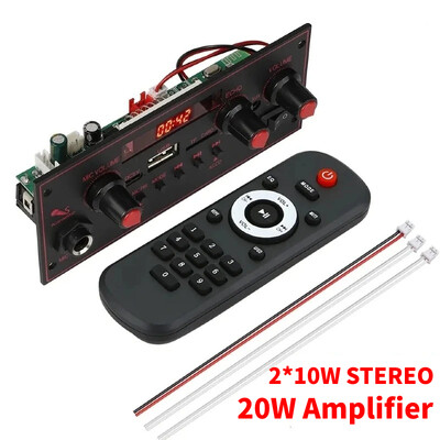 20 W pastiprinātājs Bluetooth 5.0 DIY MP3 WAV dekodera plate DC 5V bezvadu automašīnas USB MP3 atskaņotājs TF kartes slots USB FM ar mikrofonu
