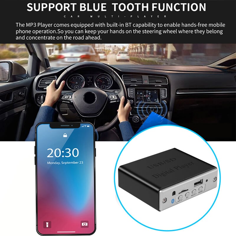 Bluetooth 5.0 auto MP3-mängija MP3-dekoodri plaat 12V USB-dekoodri plaat tugi TF-kaardi pesa USB FM-moodul kaugjuhtimispuldiga