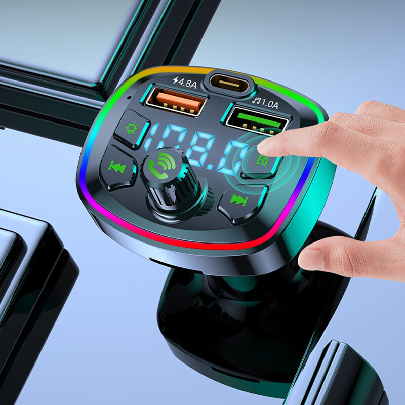 Automašīnas MP3 atskaņotājs Fm raidītājs bezvadu Bluetooth 5.0 trokšņu samazināšanas audio uztvērējs automašīnas komplekts Dual USB 3.1A/4.8A automašīnas ātrais lādētājs