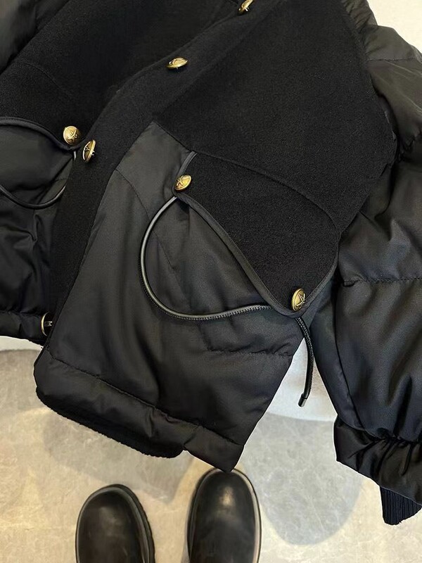 Ново зимно памучно пухено яке с голям размер 2024 г. Висококачествено дебело пачуърк яке Черно палто с цип Дамско