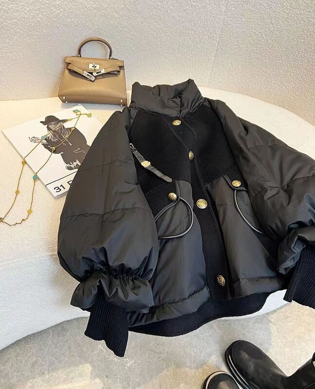 Ново зимно памучно пухено яке с голям размер 2024 г. Висококачествено дебело пачуърк яке Черно палто с цип Дамско