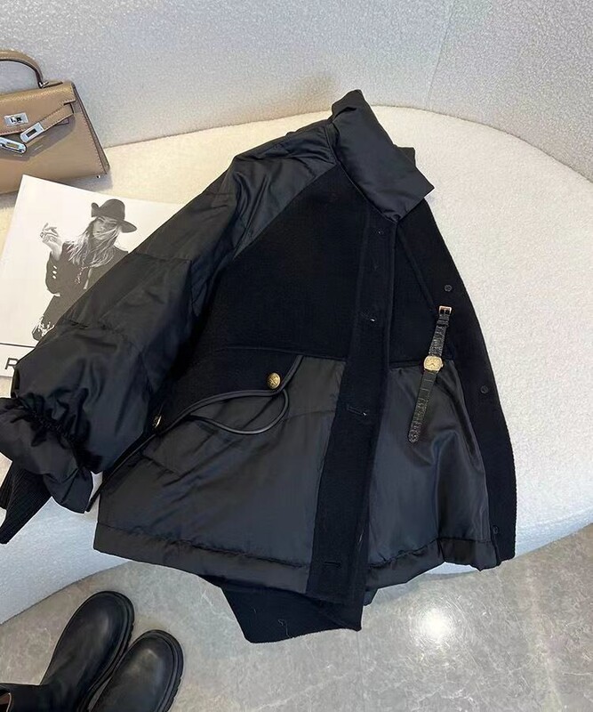 Ново зимно памучно пухено яке с голям размер 2024 г. Висококачествено дебело пачуърк яке Черно палто с цип Дамско