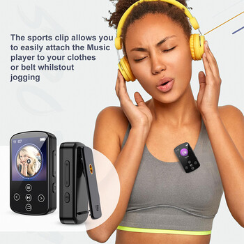 Κλιπ πλήρους οθόνης αφής 1,5 ιντσών MP3 BT 5,4 Music Player Sports MP3 Player Υποστήριξη εγγραφής φωνής ραδιοφώνου FM και κάρτα TF έως 128G