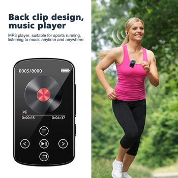 Κλιπ πλήρους οθόνης αφής 1,5 ιντσών MP3 BT 5,4 Music Player Sports MP3 Player Υποστήριξη εγγραφής φωνής ραδιοφώνου FM και κάρτα TF έως 128G