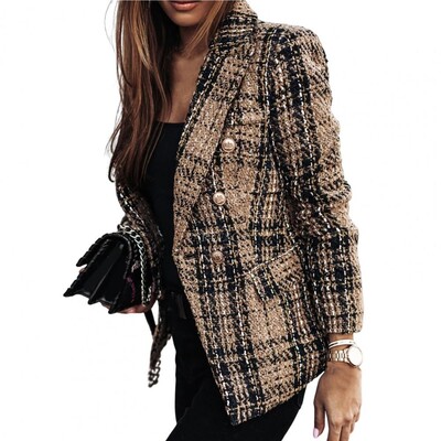 Trendy Women Blazer Slim Fit Lady Blazer Πέτο κουμπιά Formal Lady Blazer Ζεστό