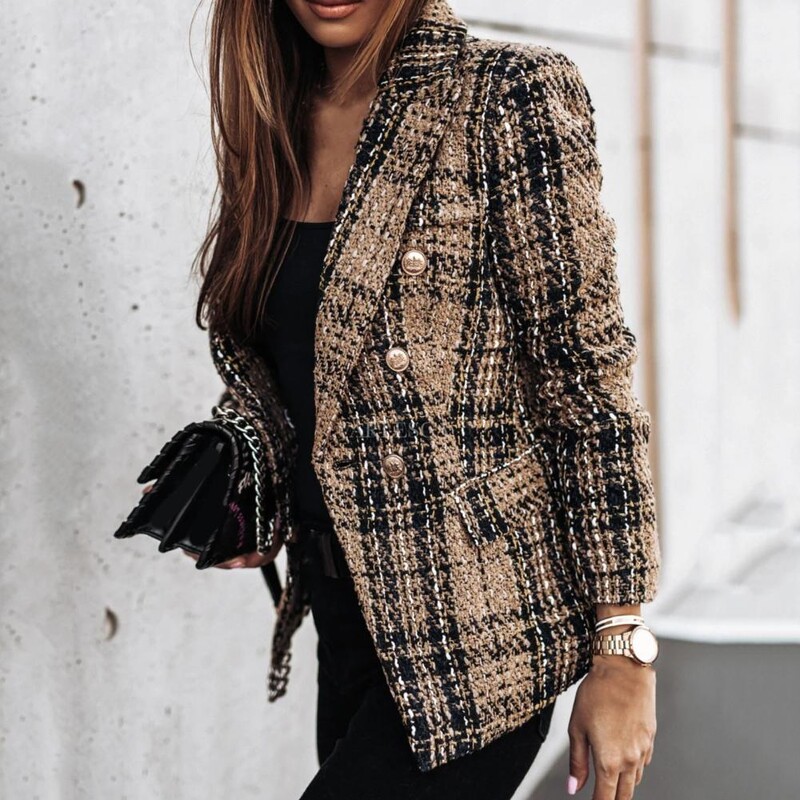 Trendy Women Blazer Slim Fit Lady Blazer Πέτο κουμπιά Formal Lady Blazer Ζεστό