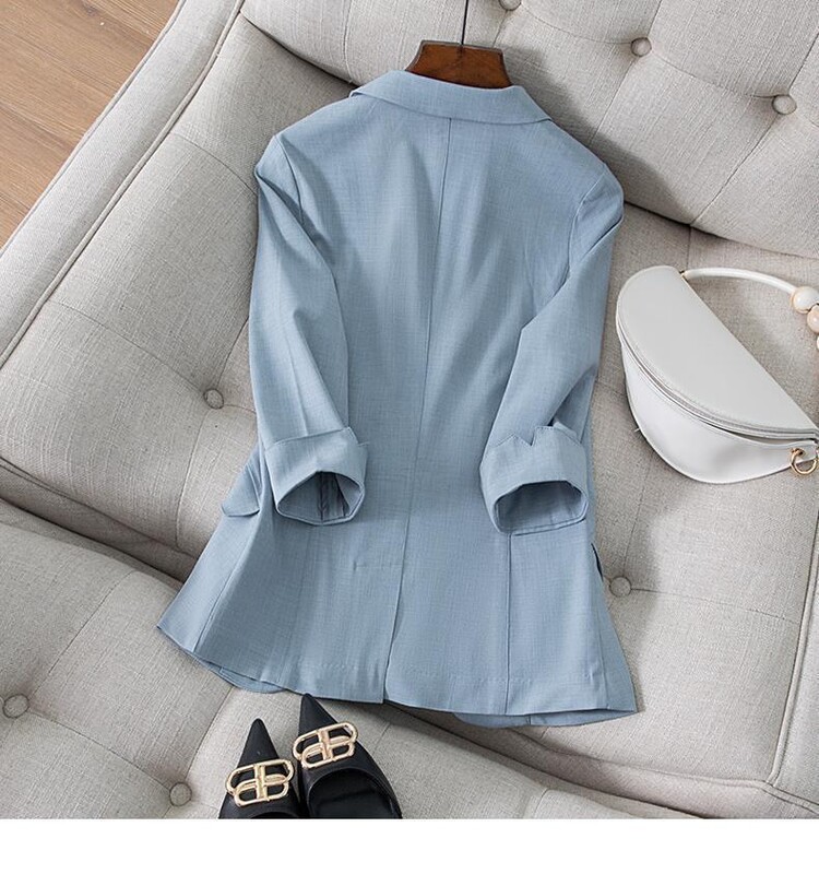 2023 Nové dámske sako Plus Size Elegantné letné sako s dlhým rukávom pre ženy Kórejská móda s výstrihom do V, tenké sako pre ženy