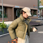 Îmbrăcăminte de iarnă pentru femei Jachete decupate Parka Guler cald Manton rece Jachetă puf cu fermoar Moda coreeană Jachetă căptușită din bumbac