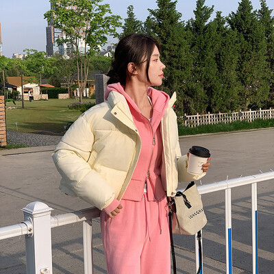 Îmbrăcăminte de iarnă pentru femei Jachete decupate Parka Guler cald Manton rece Jachetă puf cu fermoar Moda coreeană Jachetă căptușită din bumbac