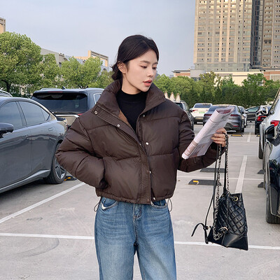 Îmbrăcăminte de iarnă pentru femei Jachete decupate Parka Guler cald Manton rece Jachetă puf cu fermoar Moda coreeană Jachetă căptușită din bumbac