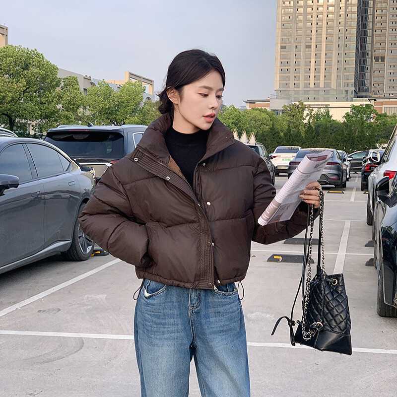 Îmbrăcăminte de iarnă pentru femei Jachete decupate Parka Guler cald Manton rece Jachetă puf cu fermoar Moda coreeană Jachetă căptușită din bumbac