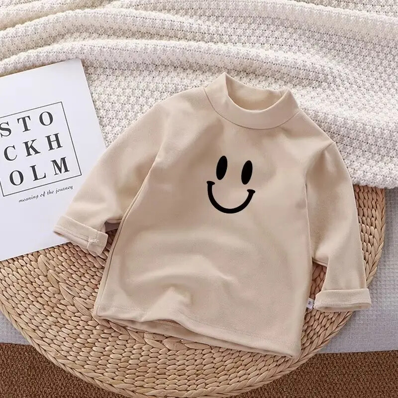 Παιδικό καθημερινό μπλουζάκι πόλο/χελώνας με ζεστό εσωτερικό μπλουζάκι με μακρυμάνικη βάση Trendy Half Polo για αγόρια κορίτσια