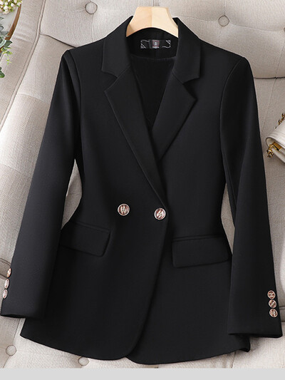 XFPV Γυναικεία Casual Blue High-end Split Back Μακρυμάνικη Λεπτή ιδιοσυγκρασία Μπουφάν Μπλέιζερ Μόδα Νέο Φθινόπωρο Χειμώνας 2024 SM8558