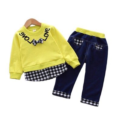 Φθινοπωρινά Σετ Κοριτσίστικα Ρούχα Παιδικά Μακρυμάνικο Πουλόβερ+Παντελόνι 2τμχ Κοστήματα Γλυκό Πιοζάτο Πουλόβερ Τζιν Παντελόνι Σαλόνια