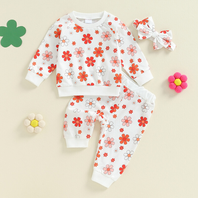 Rudens žiema mergaičių drabužių kostiumas mielas braškių gėlių rašto mažylio apranga ilgomis rankovėmis megztiniai kelnės su kišeniniu komplektu