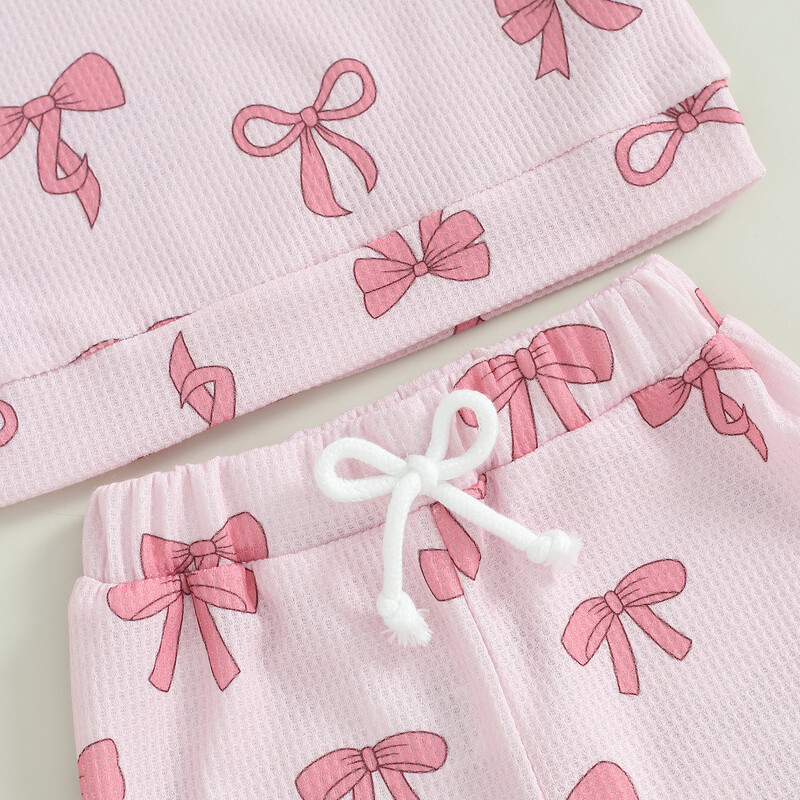 0-3 éves tél ősz babaruházat lányoknak öltöny gyerekeknek 2 részes ruhák masnimintás hosszú ujjú pulóver nadrággal Kisgyermek ruhák