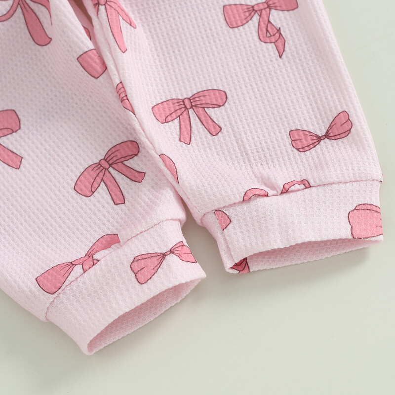 0-3 éves tél ősz babaruházat lányoknak öltöny gyerekeknek 2 részes ruhák masnimintás hosszú ujjú pulóver nadrággal Kisgyermek ruhák