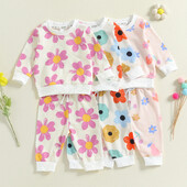 Dječje Trenirke za djevojčice Modna majica dugih rukava i hlače s elastičnim strukom 2 komada odjeće za malu djecu 0-4 godine