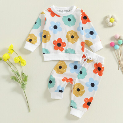 Dječje Trenirke za djevojčice Modna majica dugih rukava i hlače s elastičnim strukom 2 komada odjeće za malu djecu 0-4 godine