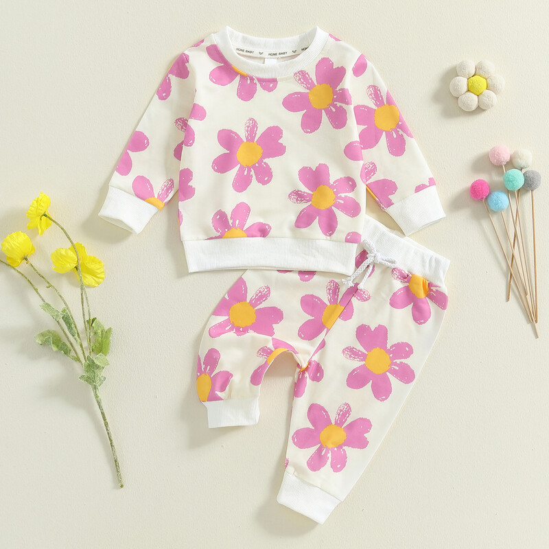 Dječje Trenirke za djevojčice Modna majica dugih rukava i hlače s elastičnim strukom 2 komada odjeće za malu djecu 0-4 godine