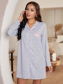 Szexi őszi szív dizájn Hálóruha Női Szürke hálóruha háziruha Lehúzható gallér hálóruha V nyakú otthoni viselet öltöny