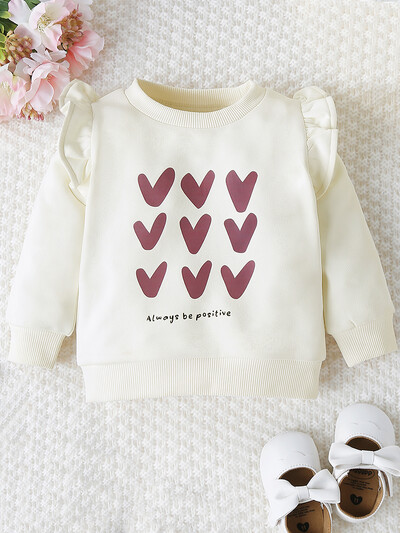 Baby pavasara un rudens garām piedurknēm apaļa kakla Love džemperis, mīksts un ērts pulovers bērnu aksesuāri