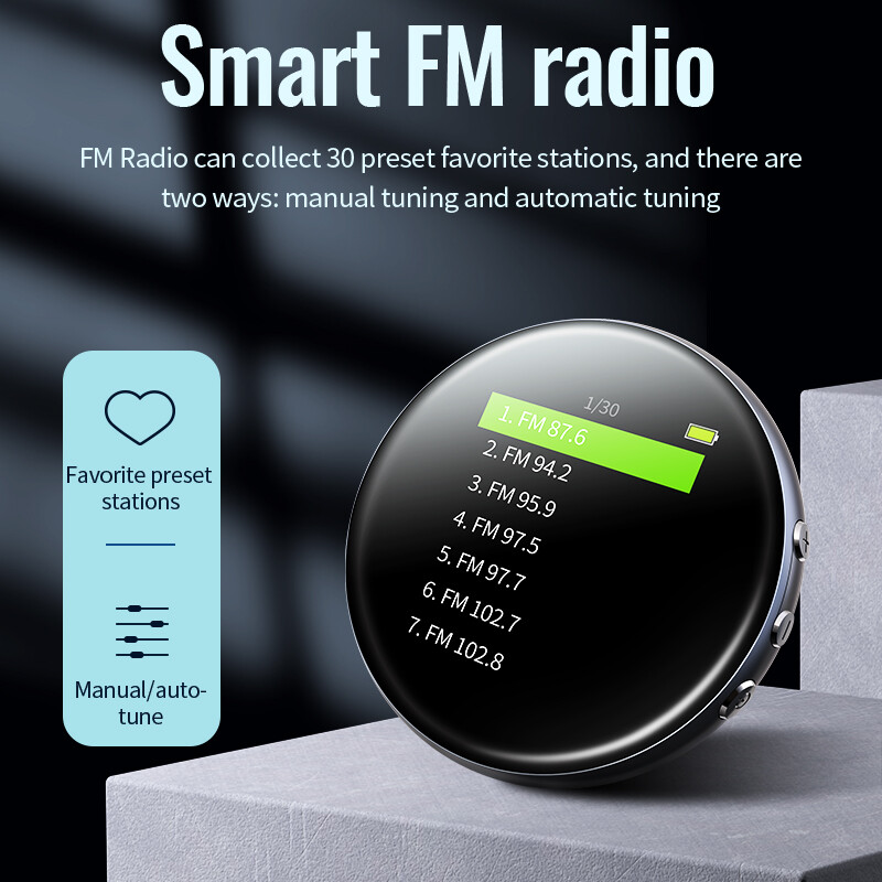 Mini Pocket Hifi MP3 reproducētājs De Musica Walkman viedais laika ierakstītājs Modinātāja atbalsts FM e-grāmatu austiņas Vairākas valodas