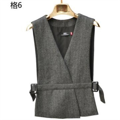 Kórejský štíhly jarný 40% vlnený oblek pre ženy, elegantný pruhovaný opasok, bez rukávov, vrchné oblečenie, dámske sako, vesta, veľkosť S-5XL