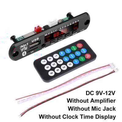 DC 12V Bluetooth 5.3 MP3 WMA APE dekoderio lenta 60W stiprintuvas Laikrodis Laikrodis 6.5MM mikrofono lizdas USB TF FM radijas automobilinis MP3 grotuvas