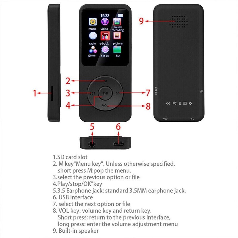 Bluetooth MP4 MP3 hudobný prehrávač TFT LCD displej Walkman E-book podpora TF karty audio rekordér bezstratový zvuk MP3 prehrávač