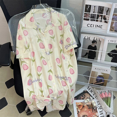 Švieži ir saldūs maži oranžiniai moteriški marškiniai naktinis sijonas animacinių filmų spausdinimas Y2k moteriški naktiniai marškiniai 2024 m. Naujas burbulinis medvilninis namas miegamasis sijonas