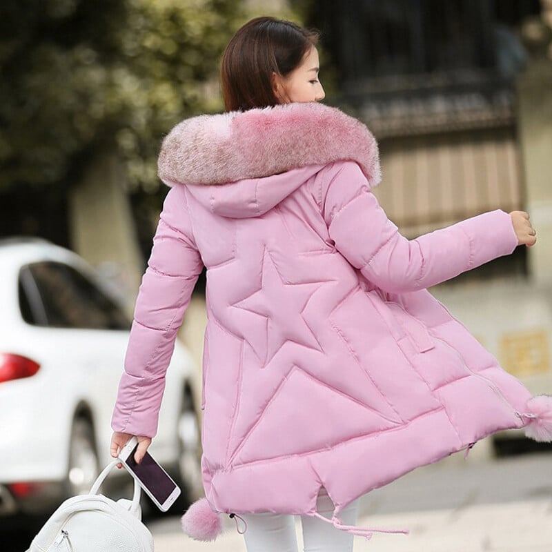 Нови удебелени паркове с кожа Дамско зимно палто Дамско зимно яке Дамски горни дрехи Паркове за жени Зимно пухено яке veste femme