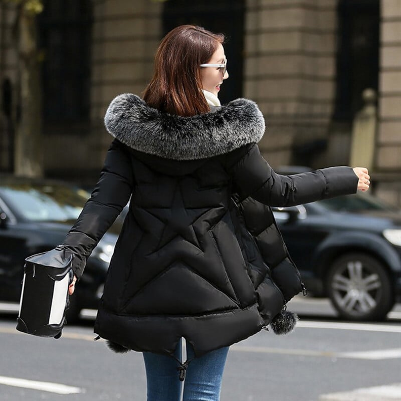 Нови удебелени паркове с кожа Дамско зимно палто Дамско зимно яке Дамски горни дрехи Паркове за жени Зимно пухено яке veste femme
