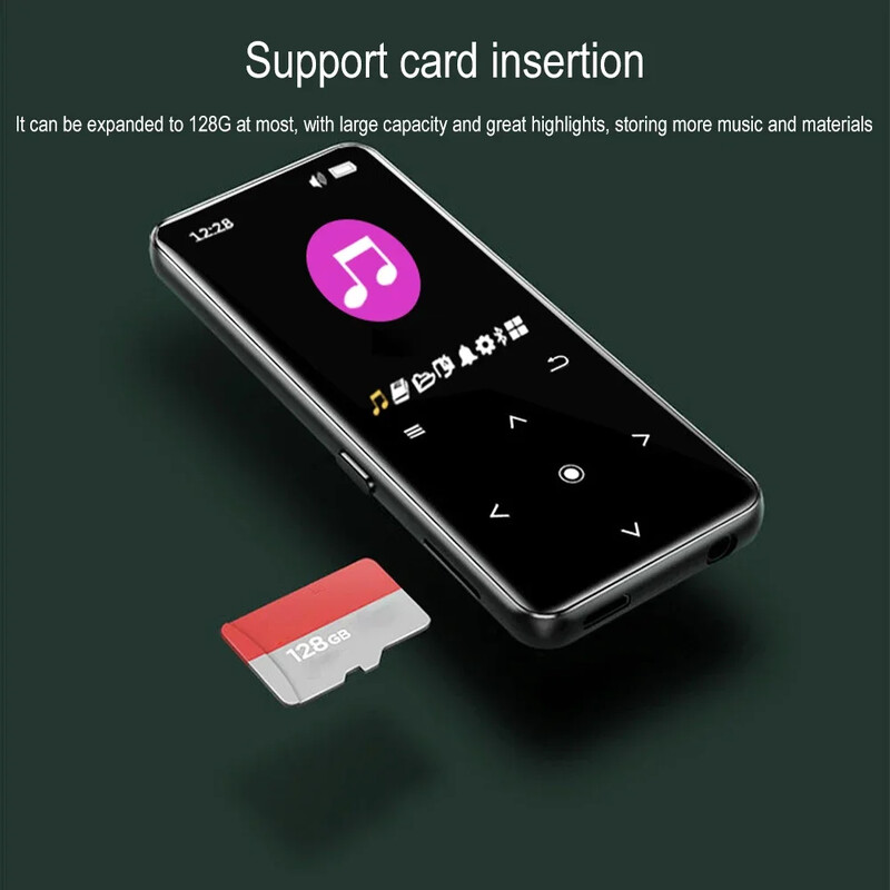 MP3 prehrávač Bluetooth 5.0 MP4 prehrávač HiFi bezstratový hudobný prehrávač Prenosný audio Walkman s FM/E-kniha/rekordér/Mp3 2024 Nový