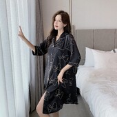 Stain naktinis marškinėliai moterims trumpomis rankovėmis pavasario vasaros lankas naktiniai marškinėliai ir miegmaišiai Moteriški miegui skirti marškiniai sagos viršutiniai drabužiai Pjs