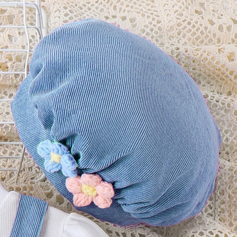 2024 Haine Toamnă Iarnă Fete Top cu mâneci lungi+Rochie cu bretele cu îmbinare florală+Șapcă Set 3 piese Haine casual pentru copii Vârsta 3T-8T