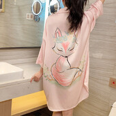 Nauji naktiniai marškiniai Moteriški Vasara pavasaris Ploni Sexy Fox Spausdinti naktiniai marškiniai Naminiai drabužiai Jaukūs naktiniai marškinėliai Pusiau rankovių Pižama