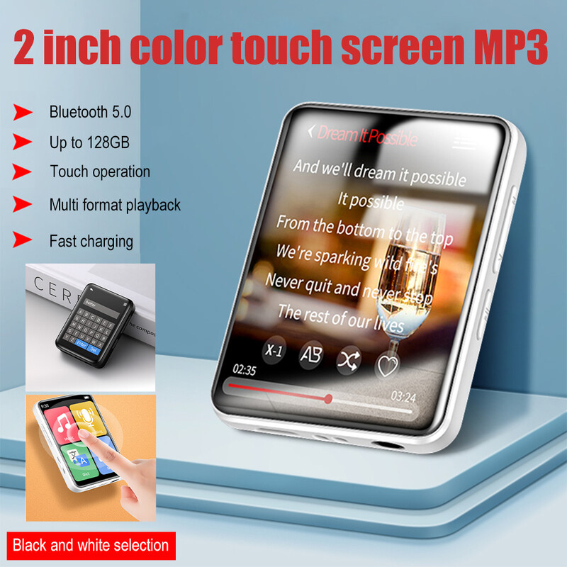2024 Noul player HiFi MP3 Difuzor muzical Ecran tactil complet FM/Difuzor/Recorder Player video MP4 portabil MP3 плеер Fără card SD