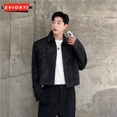 Ležerni muški sakoi Jacquard rever dugih rukava Ulična odjeća Jesenska nova moda Crop kaputi Osobnost Široka vanjska odjeća za tanko odijelo