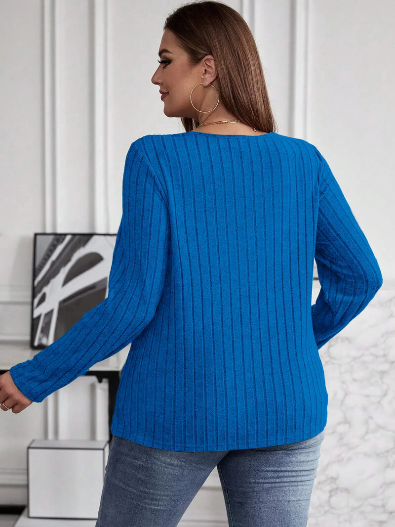 Ženski modni pulover veličine 1XL-5XL, gornji dio ženskog pulovera s križnim jednobojnim v-izrezom i dugim rukavima