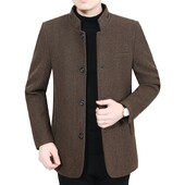 Nové zimné pánske flísové teplé saká, bundy, vlnené zmesi, biznis, ležérne obleky, kabáty, pánske slim fit saká, obleky, pánske oblečenie 3