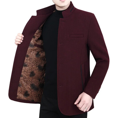 Nové zimné pánske flísové teplé saká, bundy, vlnené zmesi, biznis, ležérne obleky, kabáty, pánske slim fit saká, obleky, pánske oblečenie 3